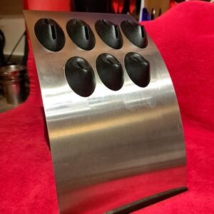 Stainless Steel Knife Block with Black Slots
